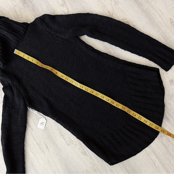 RELAXED FIT BLACK TURTLENECK KNIT SWEATER TOP - Picture 9 of 10